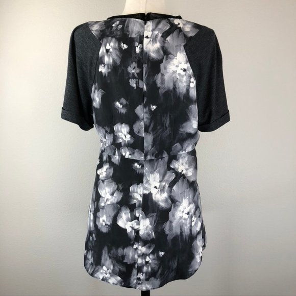 Rebecca Taylor Silk Blouse with Knit Short Sleeves - Picture 2 of 8